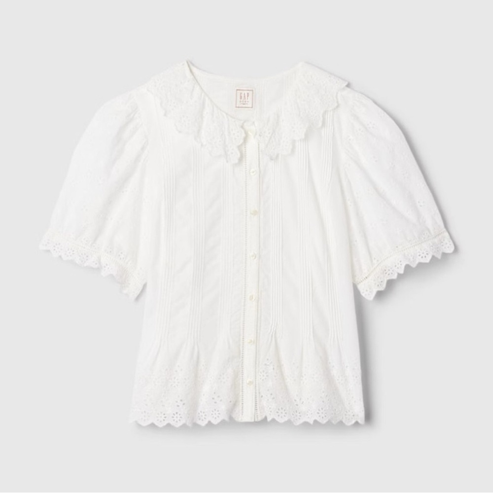 Doen x GAP White Eyelet Blouse sz S - Picture 2 of 6